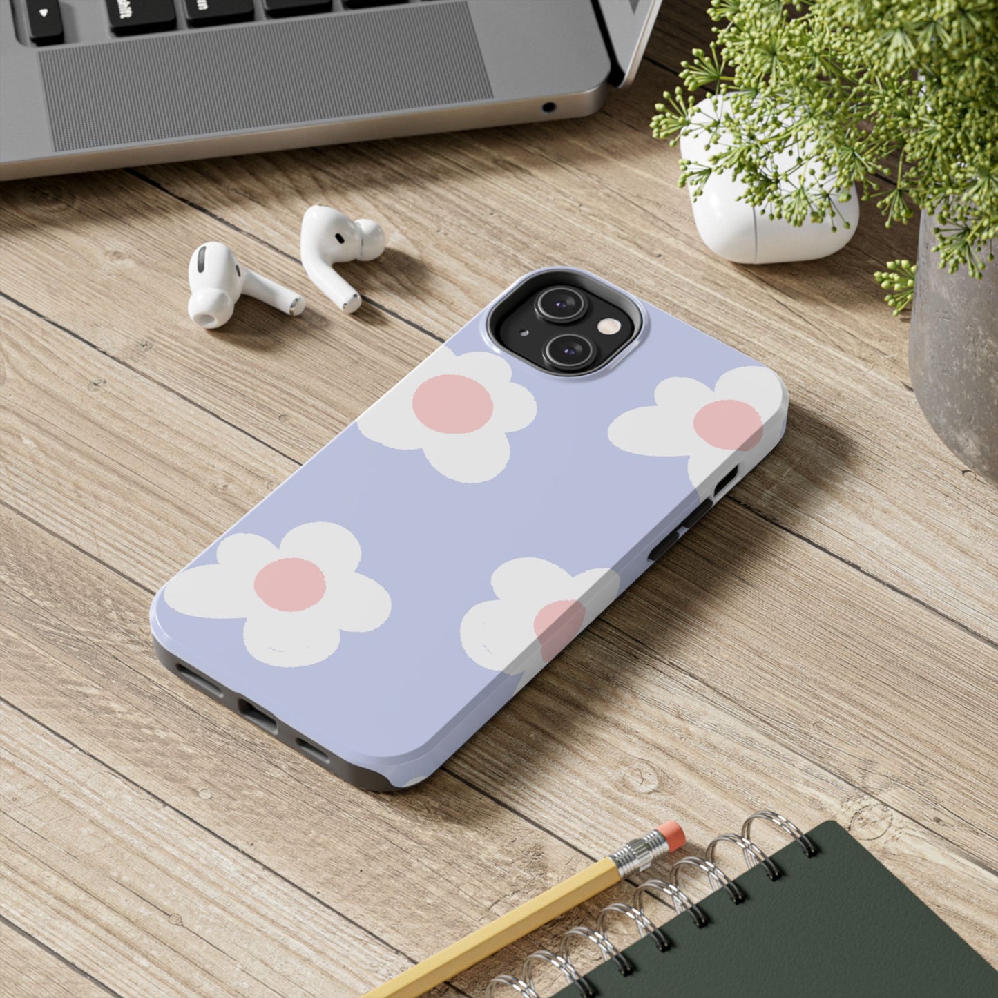 Retro Daisy Pastel Tough iPhone Case – Durable Design with Soft Matte Finish