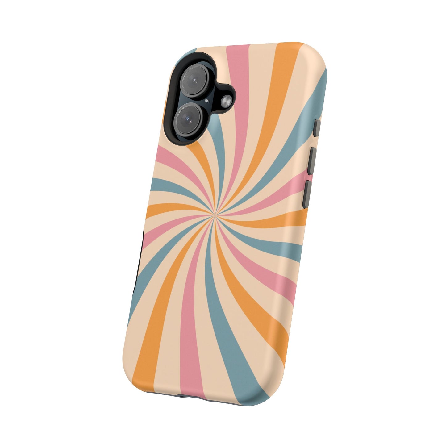 Retro Swirl Pattern MagSafe iPhone Case – Bold 70s Vibe in Pink, Orange, and Orange