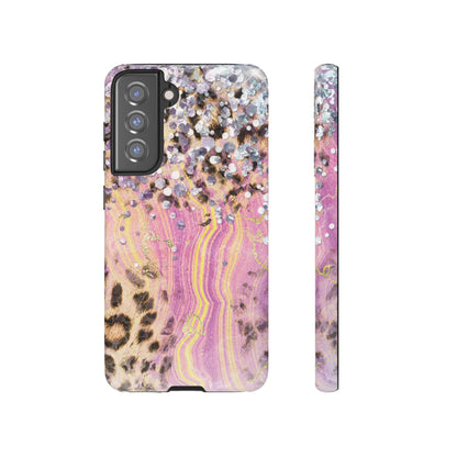 Crystal Glam Leopard - Samsung Galaxy Series Case with Glitter and Gem Accents