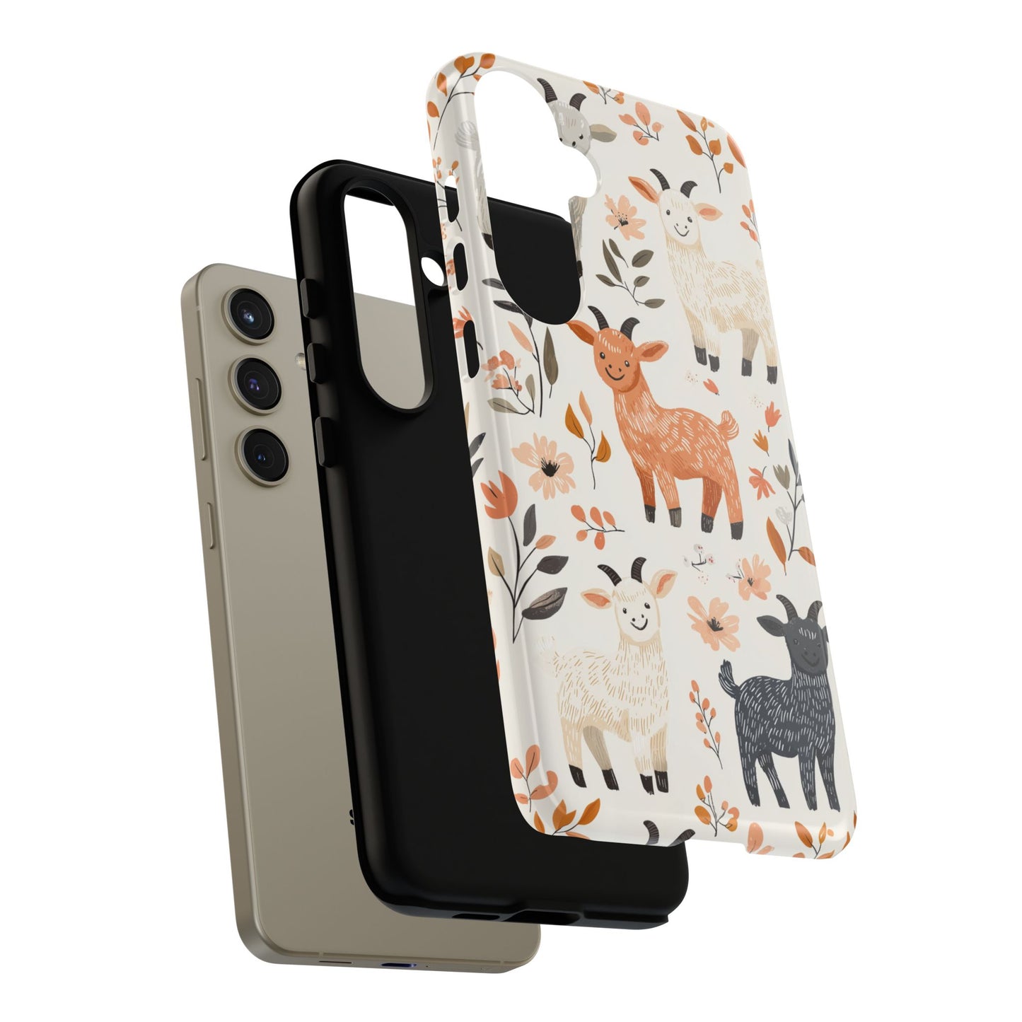 Samsung Galaxy Case: Smiley Goats & Dried Flowers – Vintage Charm