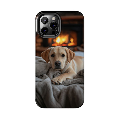 Cozy Golden Retriever by the Fireplace - iPhone Series Case