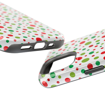 Red & Green Christmas Polka Dots – MagSafe iPhone Case