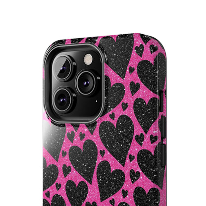 Pink Glitter Hearts iPhone Case