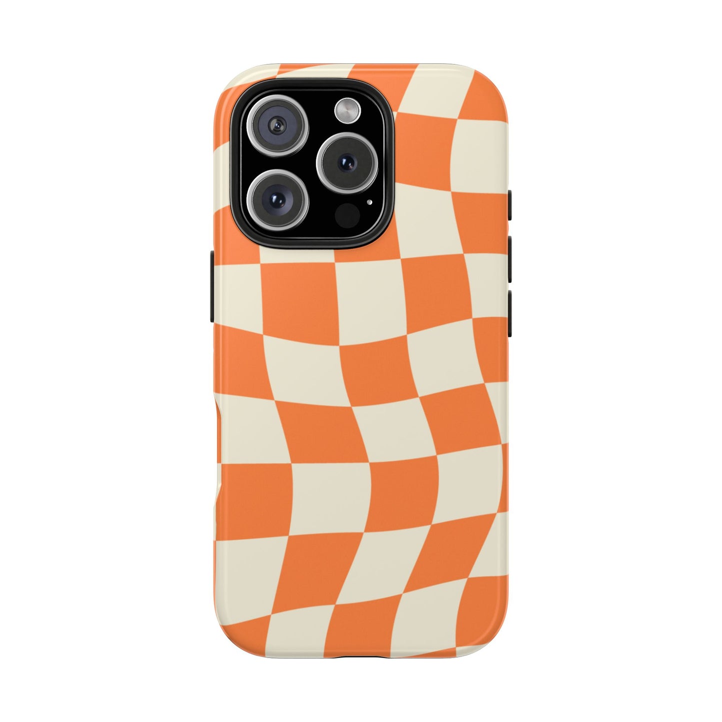 Wavy Retro Checkerboard iPhone Case – Shockproof, Matte Finish, Dual-Layer Protection