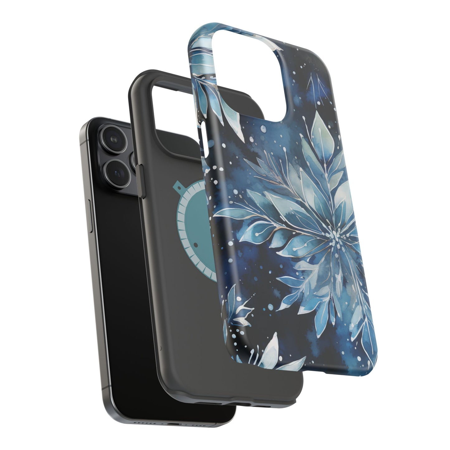 Winter’s Embrace – Blue Snowflake MagSafe iPhone Case