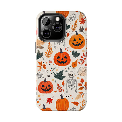 Halloween Pumpkin & Skeleton iPhone Case – Spooky Autumn Design