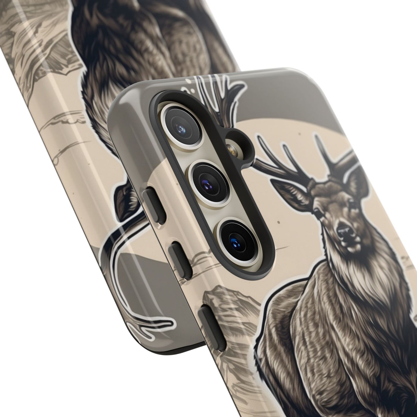 Monochrome Majesty – Regal Stag Samsung Galaxy Phone Case