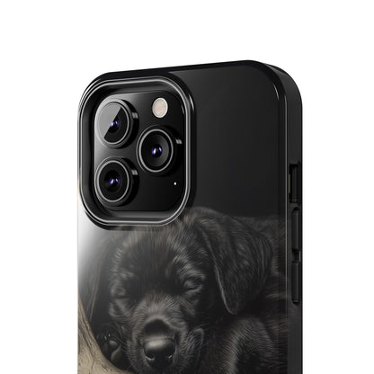 Adorable Black Labrador Puppy on Feathers iPhone Case