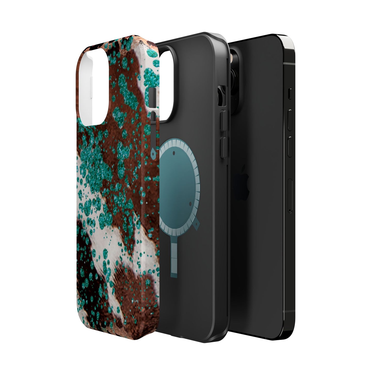 Teal Glitter Cowhide - MagSafe iPhone Series Case