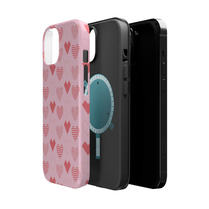 Striped Hearts MagSafe iPhone Case