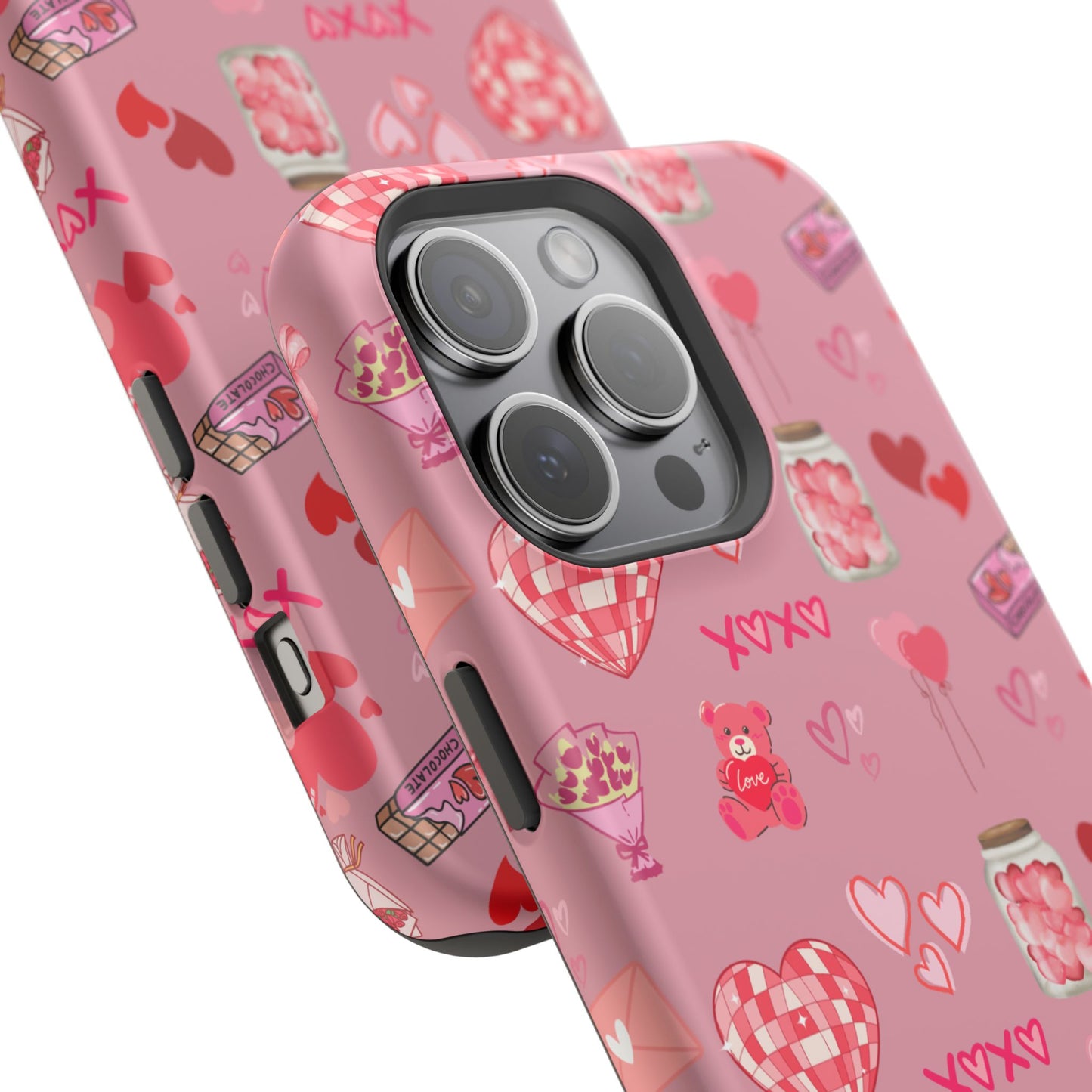 Pink Valentine Love Collage – MagSafe-Compatible iPhone Case