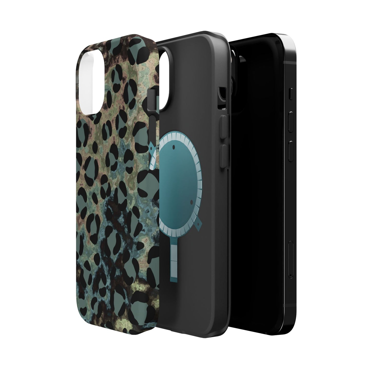 Moody Watercolor Leopard Print Tough MagSafe iPhone Case – Earthy Abstract Pattern with Dual-Layer Protection