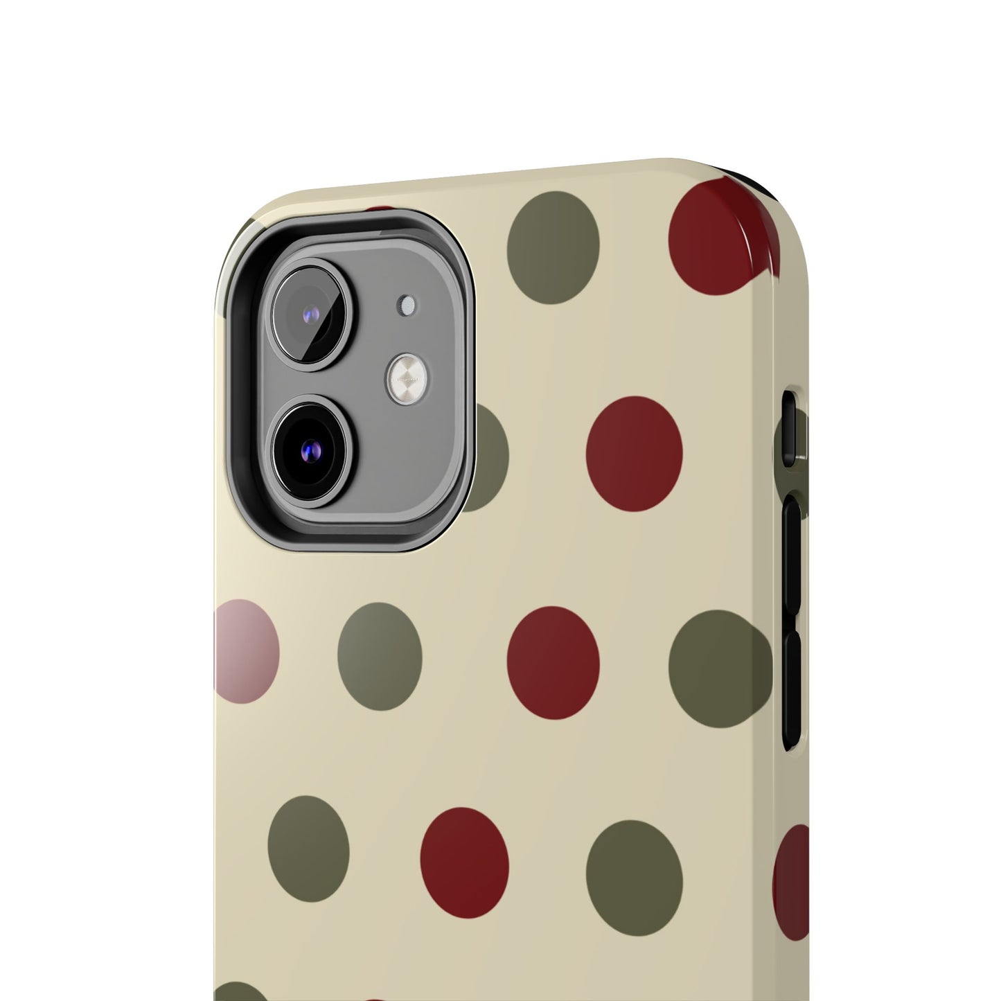 Red & Green Polka Dots on Cream – iPhone Case