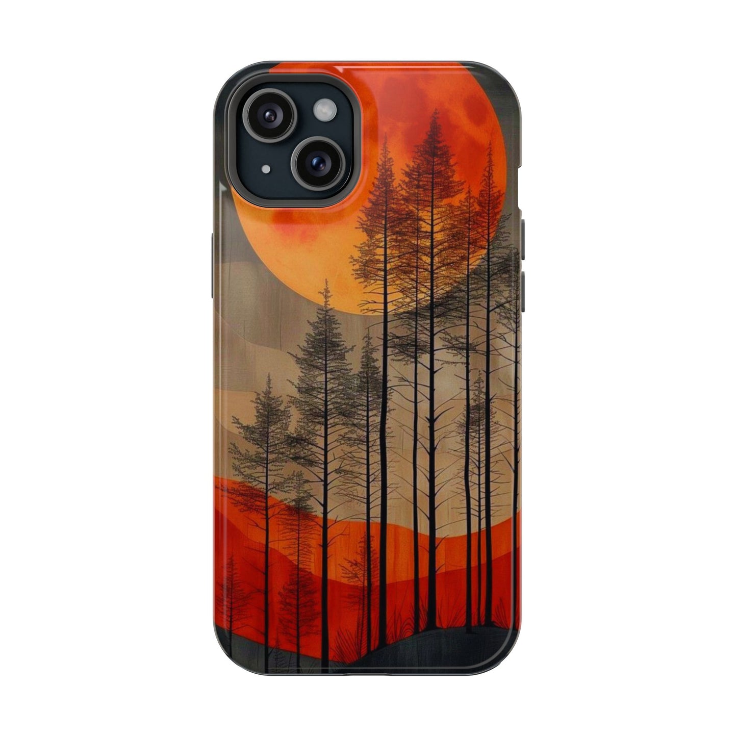 Moody Forest Moonrise MagSafe iPhone Case – Dark Landscape Design, Dual-Layer Protection