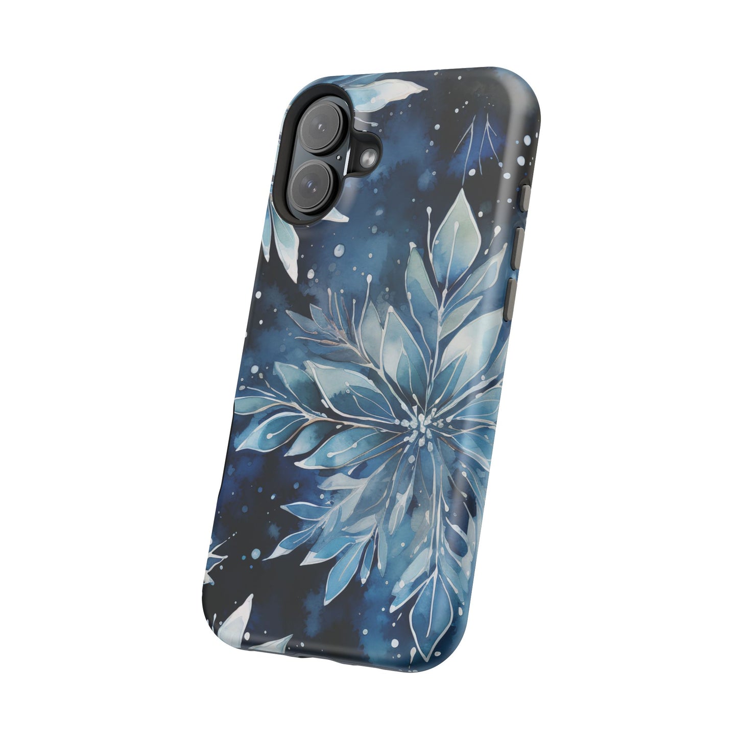 Winter’s Embrace – Blue Snowflake MagSafe iPhone Case