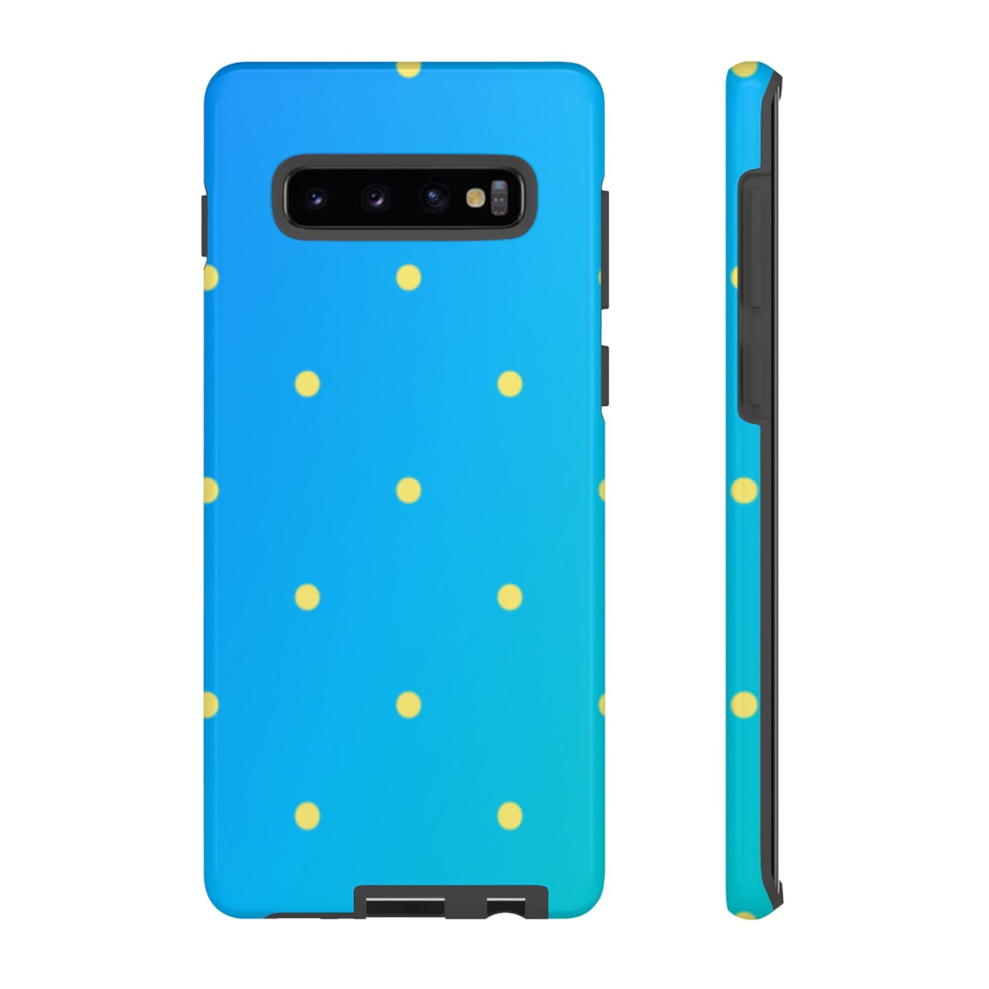 Blue Ocean Gradient Polka Dots Samsung Galaxy Case – Shockproof, Smooth Matte Finish, Dual-Layer Design