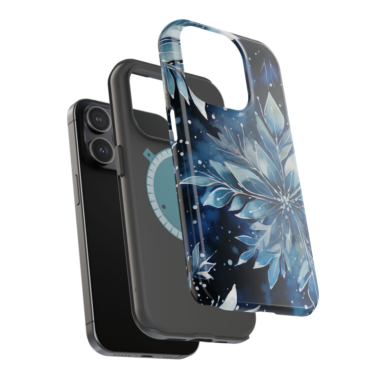 Winter’s Embrace – Blue Snowflake MagSafe iPhone Case