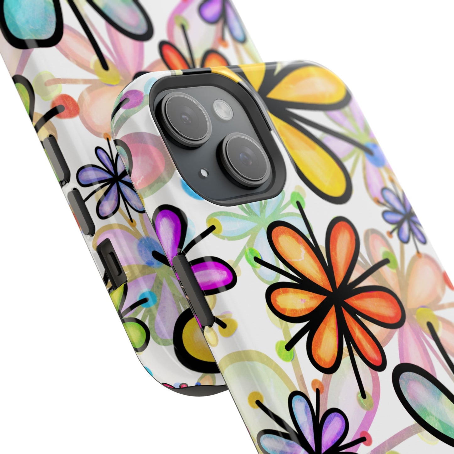 Retro Floral Pop MagSafe iPhone Case – Ultra-Slim Design, High-Gloss Finish