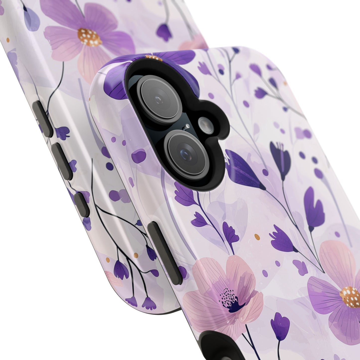 Purple Floral Bliss MagSafe iPhone Case – Delicate Blossom Design