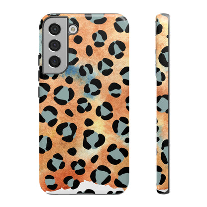 Sunset Watercolor Leopard Print Tough Samsung Galaxy Case – Artistic Animal Pattern with Dual-Layer Protection