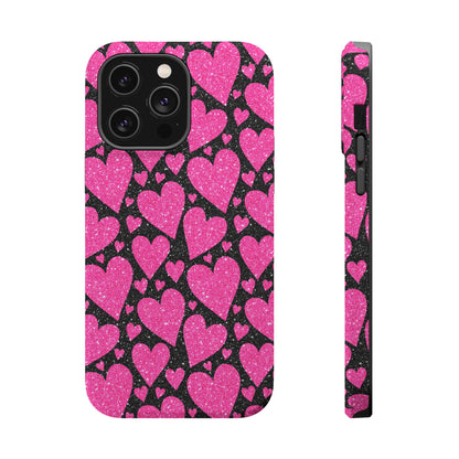 Glitter Hearts MagSafe iPhone Case