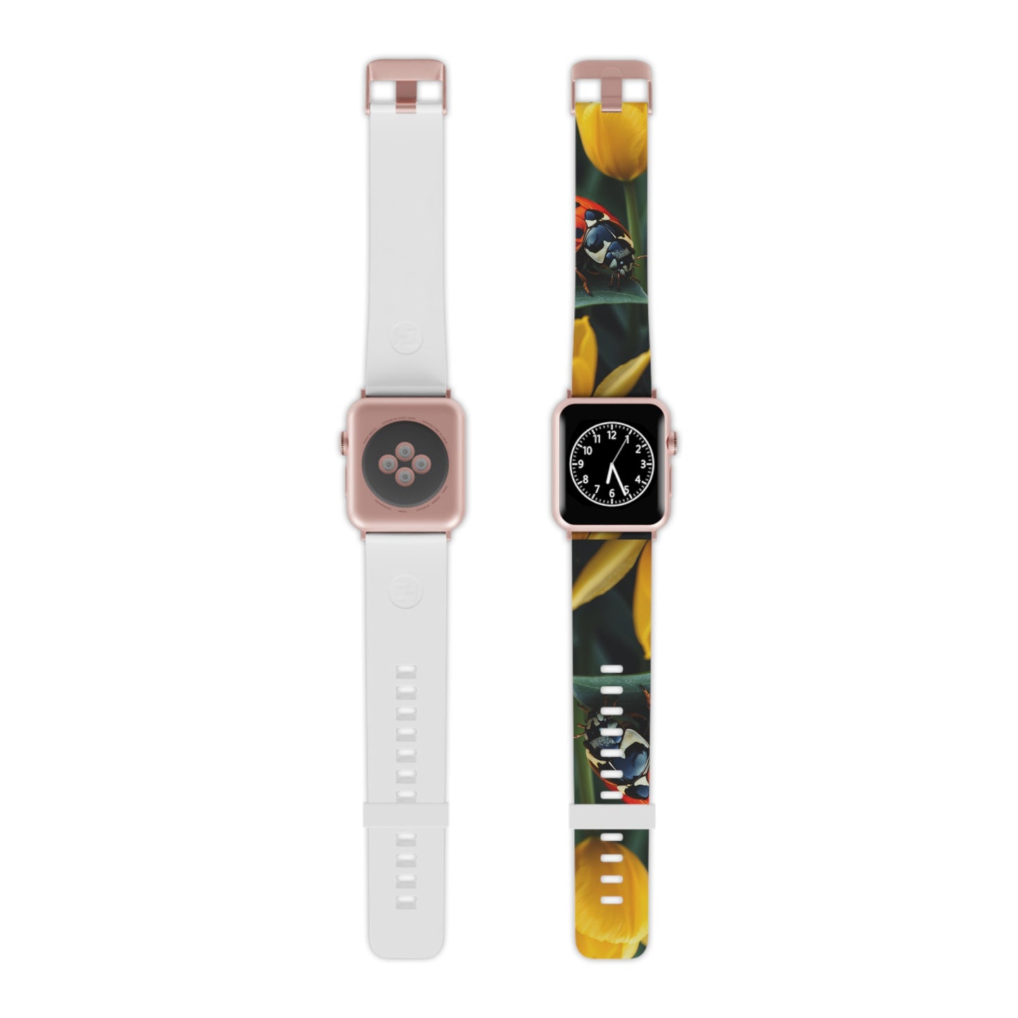 Vibrant Ladybug Amidst a Lush Yellow Flower Garden  Apple Watch Band