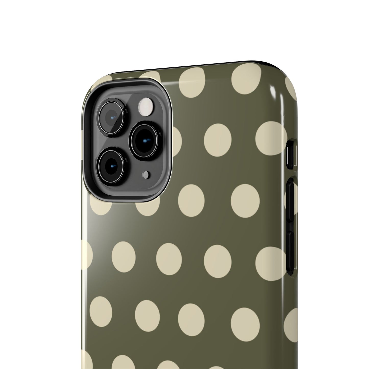 Vintage Green & Cream Polka Dots – iPhone Case