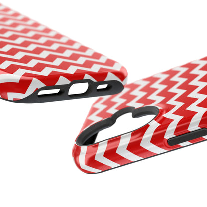 Bold Red & White Chevron – Modern Geometric MagSafe iPhone Case