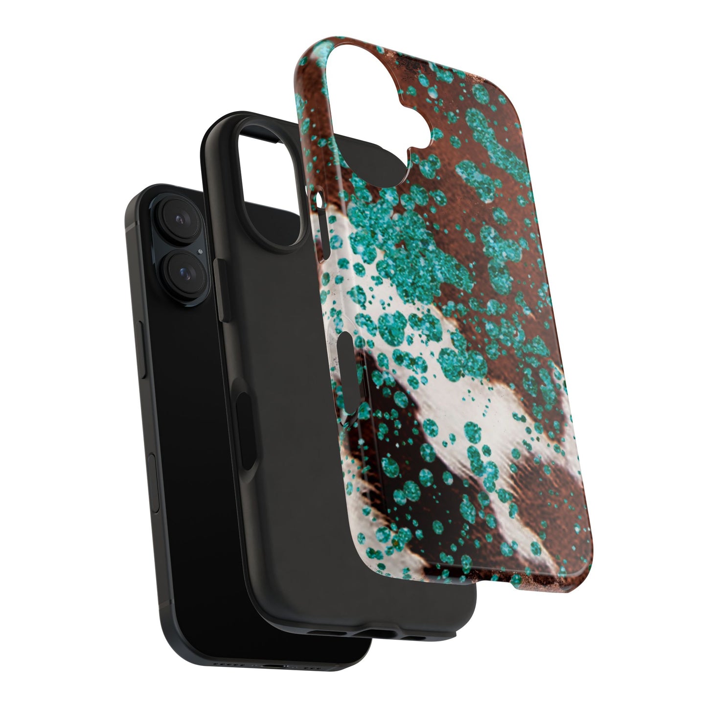 Teal Glitter Cowhide - iPhone Series Case