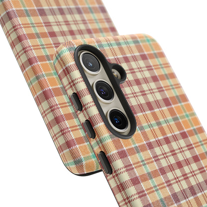 Retro Chic Plaid Samsung Galaxy Case in Red, Orange, Green & Cream – Timeless Vintage Design