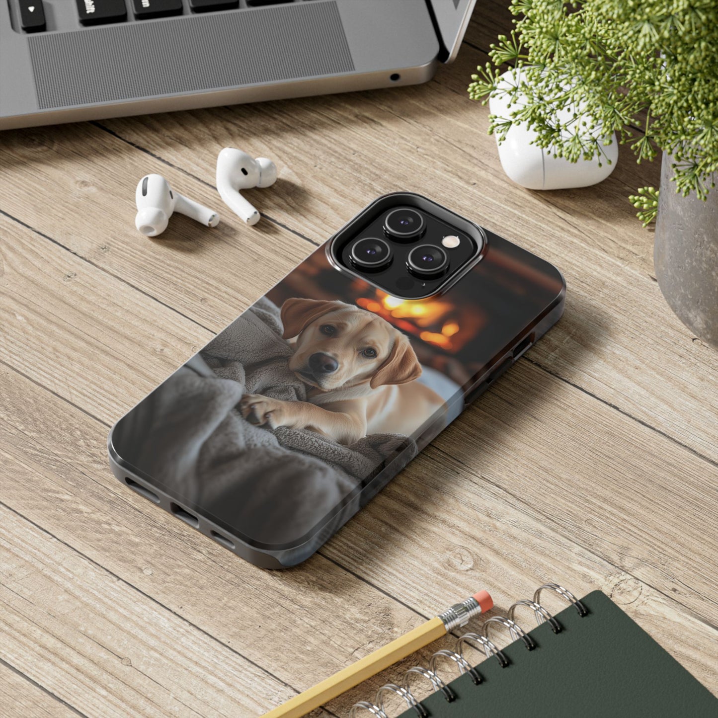 Cozy Golden Retriever by the Fireplace - iPhone Series Case