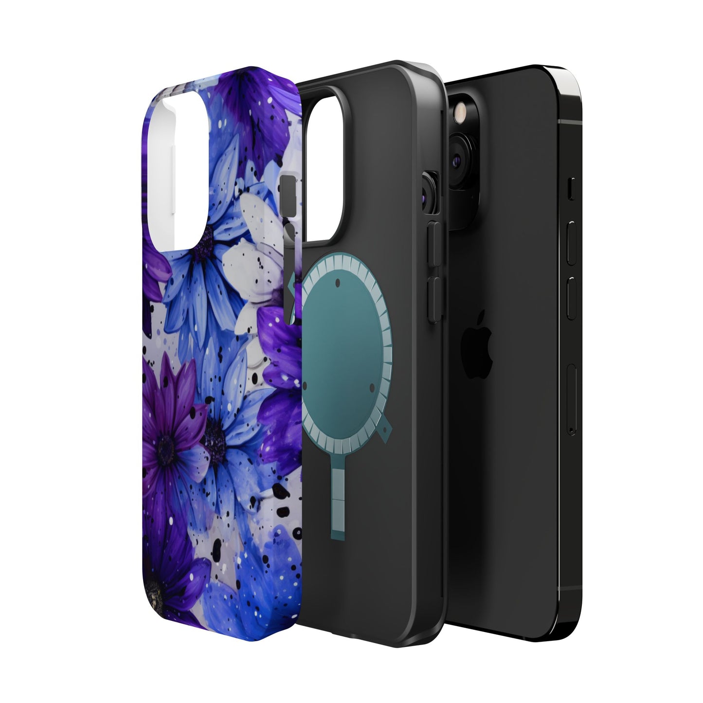 Vibrant Purple & Blue Floral Splash - MagSafe iPhone Series Case