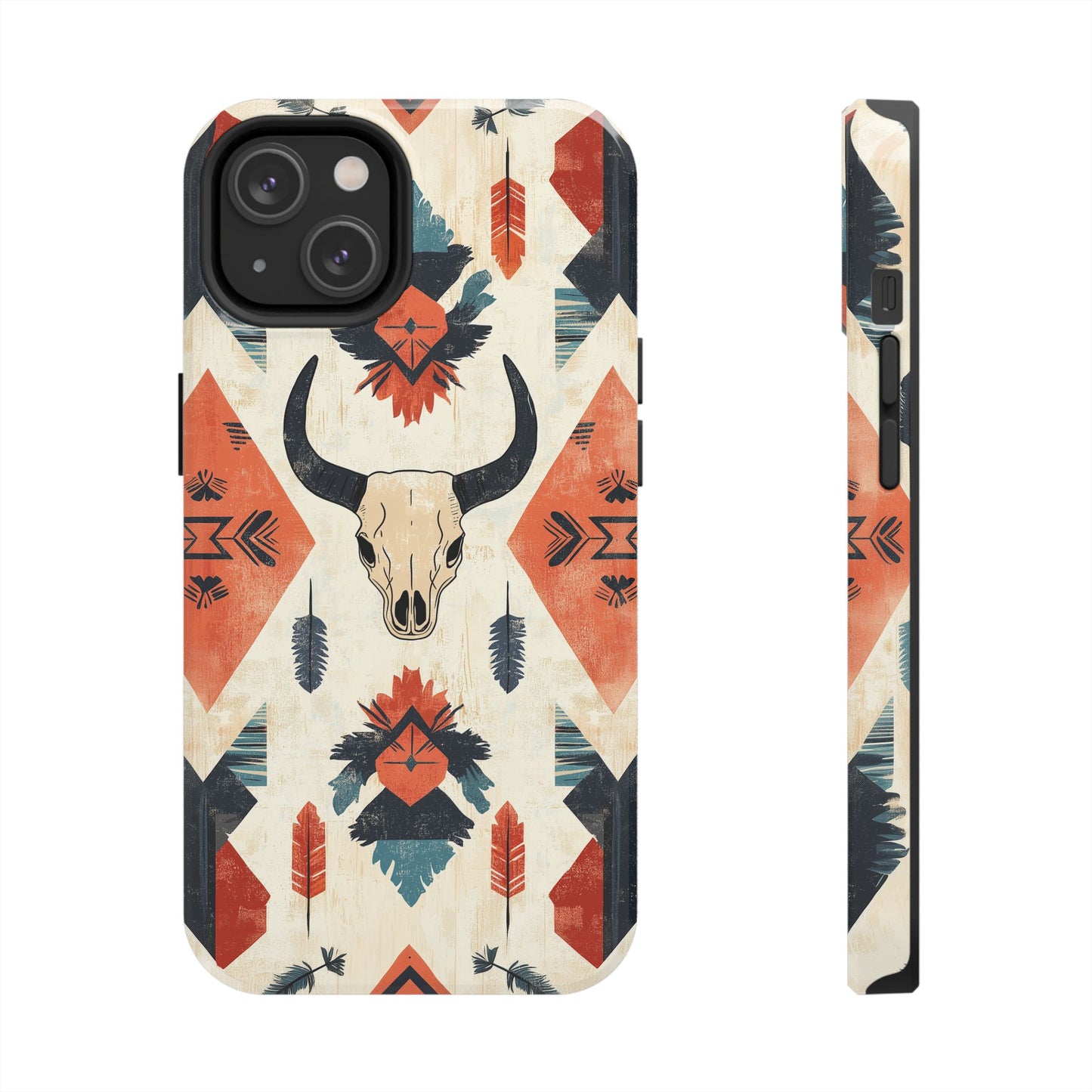 Southwestern Bull Skull iPhone Case – Durable Matte Finish with Rustic Tribal Design - BOGO Cases