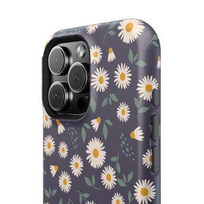 Midnight Daisy MagSafe iPhone Case – Dark Navy Floral Design, Slim and Protective