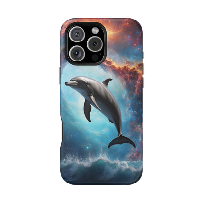 Cosmic Dolphin Space Vibes - MagSafe-Compatible Case