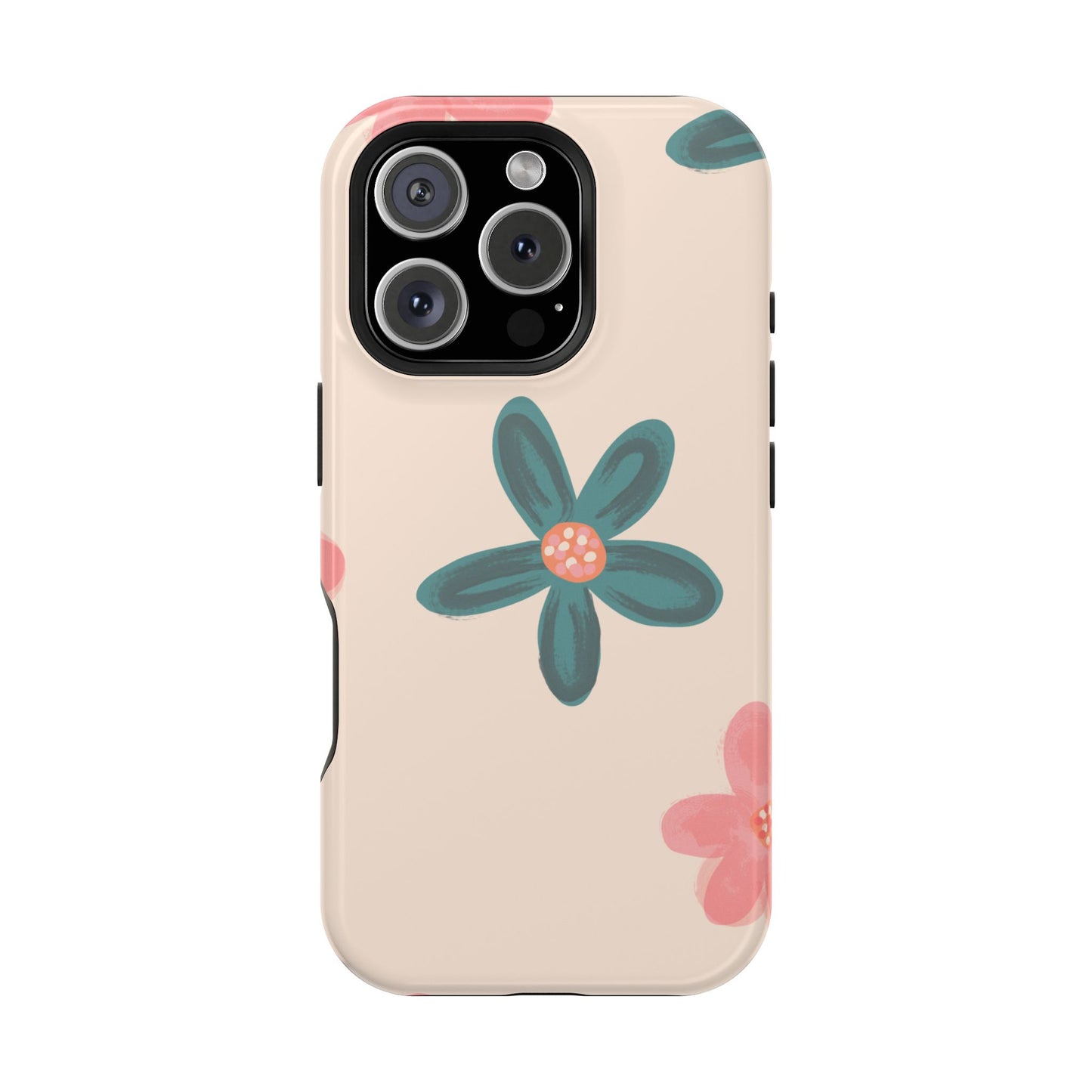 Vintage Floral Tough MagSafe iPhone Case – Soft Matte Finish with Dual-Layer Protection