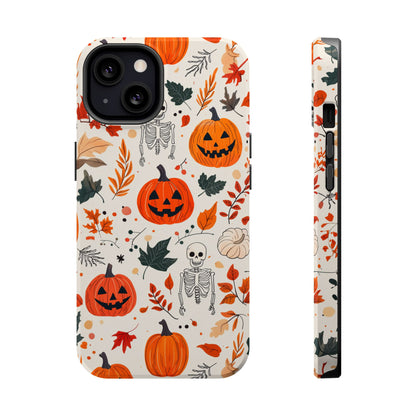 Halloween Pumpkin & Skeleton MagSafe iPhone Case – Spooky Autumn Design