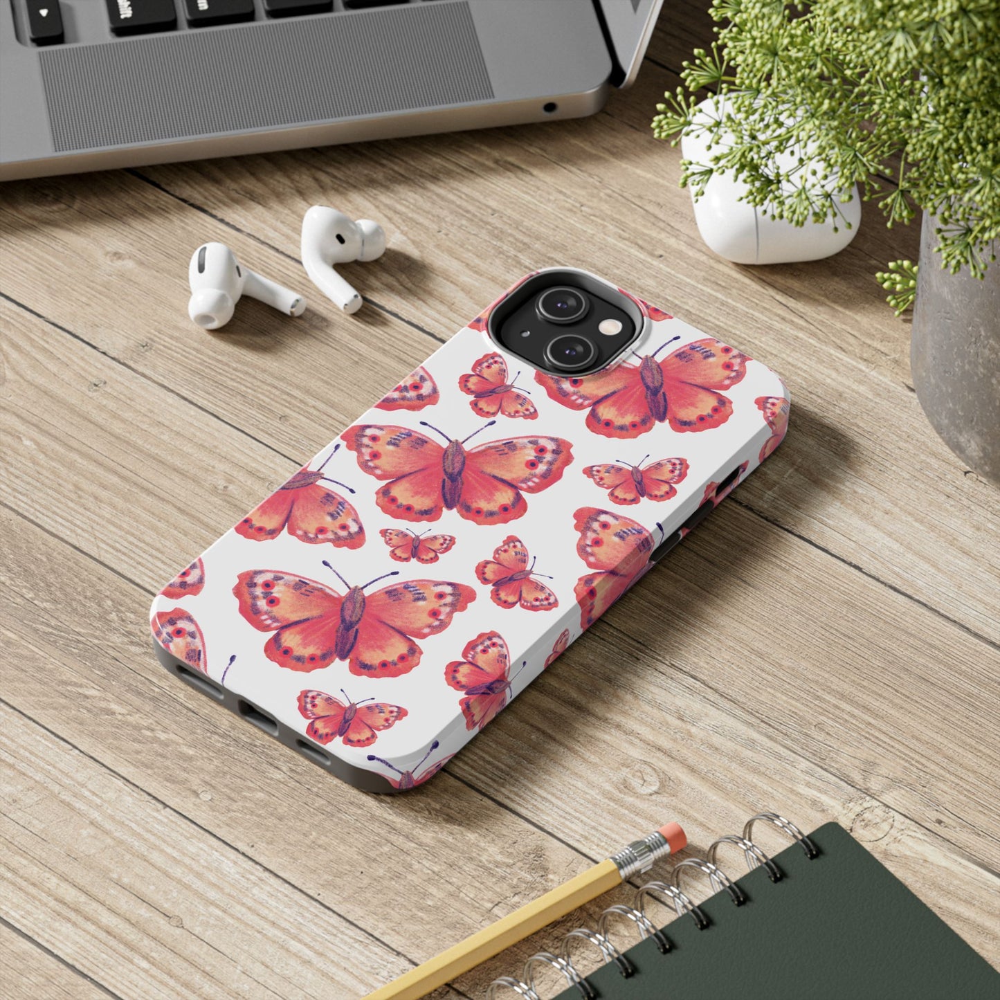 Coral Butterfly iPhone Case – Slim, Protective Design with Bold Watercolor Print