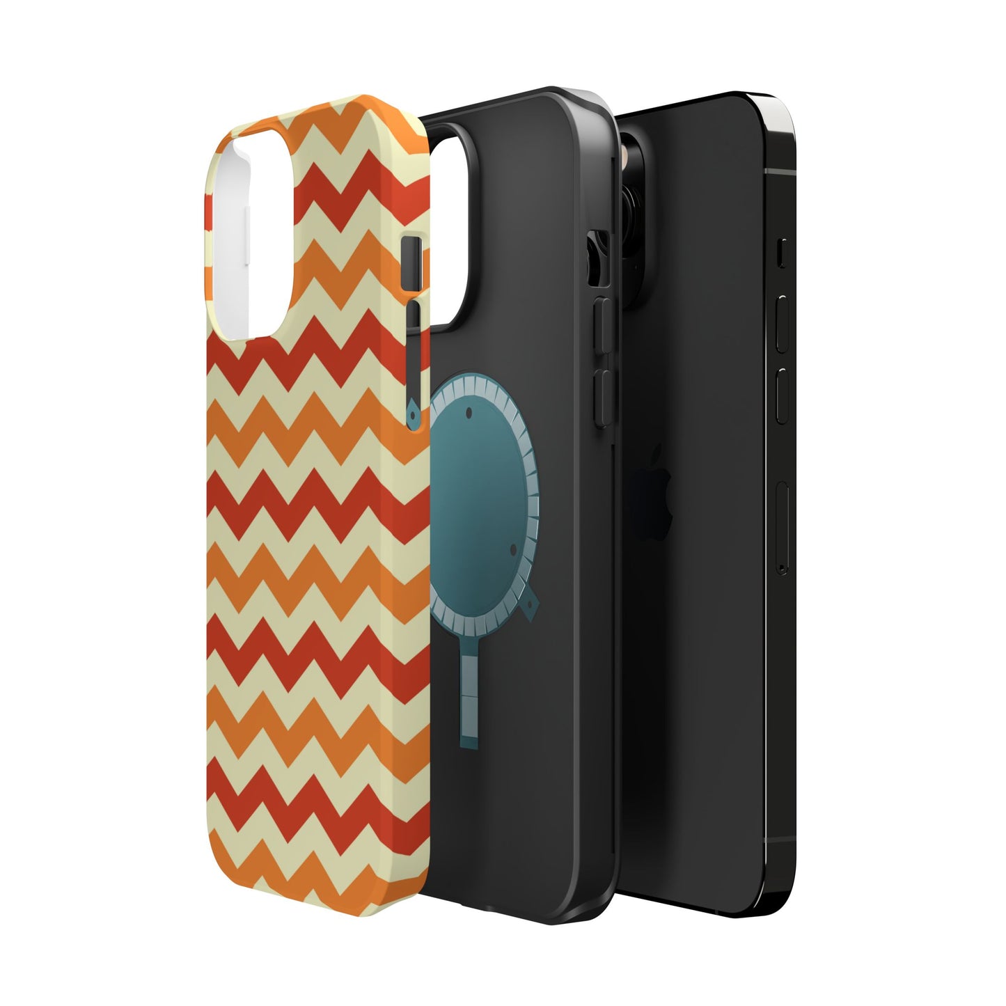 Warm Sunset Chevron – Orange, Red & Cream Geometric MagSafe iPhone Case