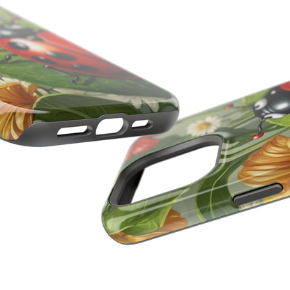 Ladybug Garden MagSafe iPhone Case – Whimsical Floral Design