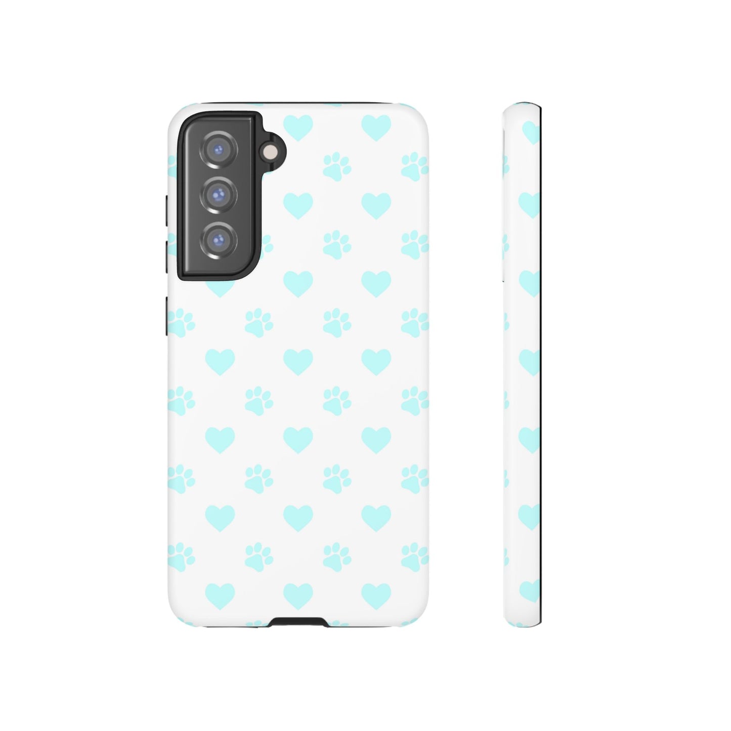 Samsung Galaxy Case - Aqua Paw Print & Heart Design