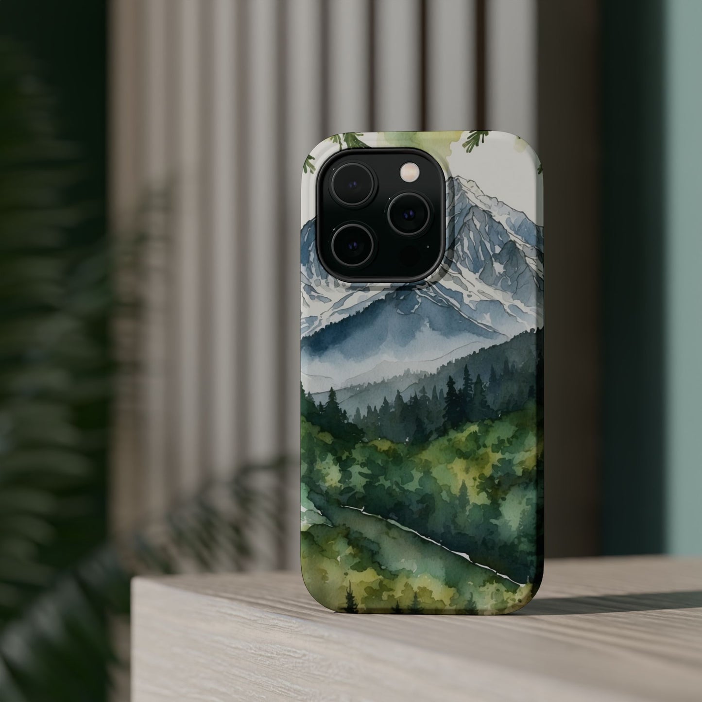 Watercolor Alpine Mountainscape - MagSafe iPhone Case