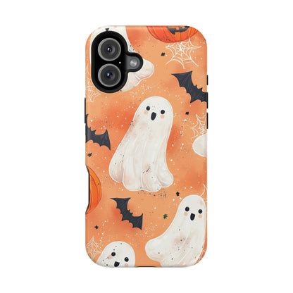 Spooky Cute Ghost MagSafe iPhone Case – Halloween Ghosts, Pumpkins, Bats & Cobwebs Design