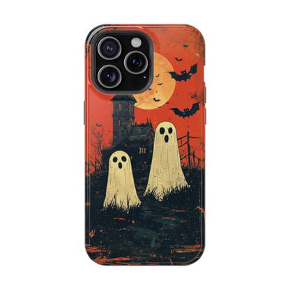 Haunted House & Ghosts MagSafe iPhone Case – Spooky Halloween Full Moon Design