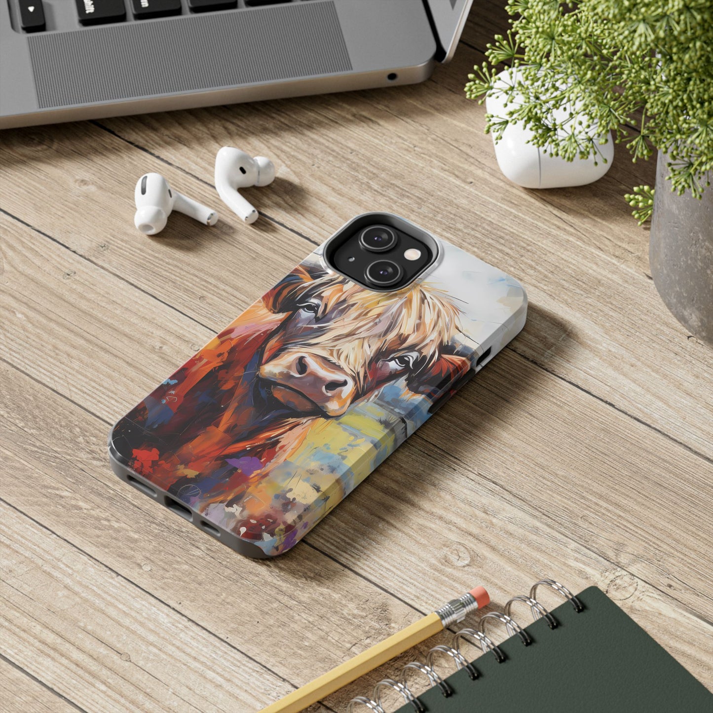 Cute Western Phone Case | Highland Cow | Robust Rocky Mountain-Inspired | Expressionism | Fresco