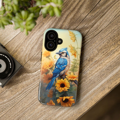 Blue Jay & Sunflowers Phone Case - Perfect Gift for Bird Lovers!