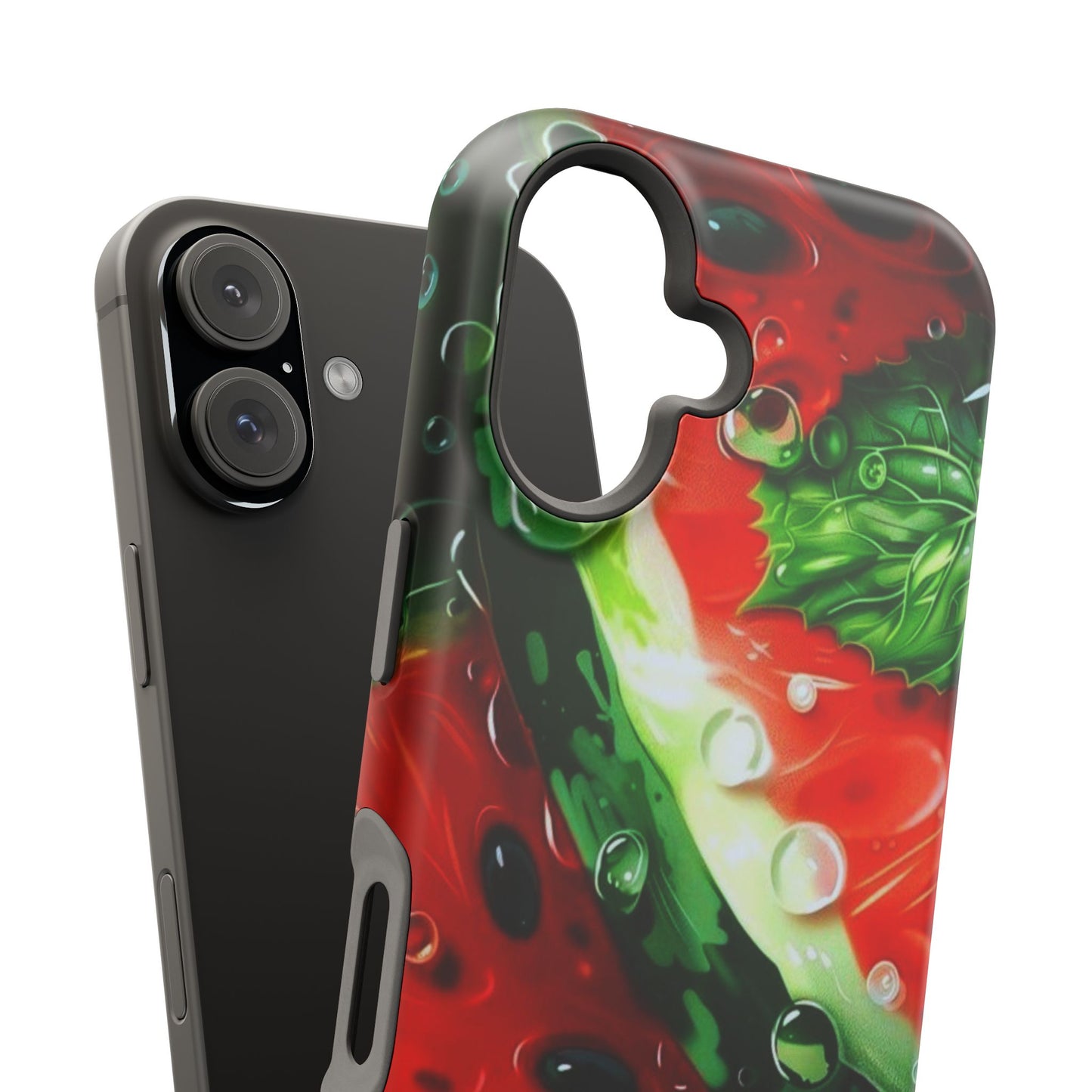 Juicy Watermelon & Mint MasSafe iPhone Case – Tough Dual-Layer, Vibrant Summer Design