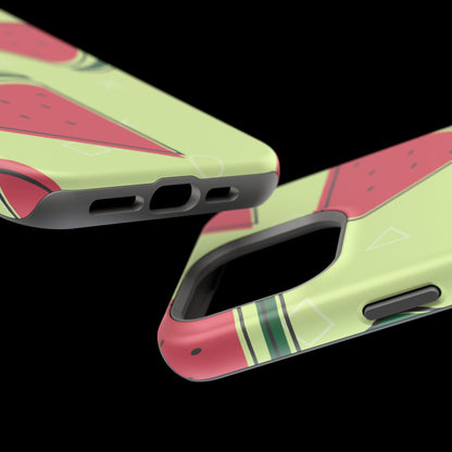 Watermelon Slice MagSafe iPhone Case – Fresh & Fun Design with Retro Geometric Pattern