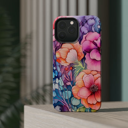 Bright Watercolor Floral Splash MagSafe iPhone Series Case – Bold Artistic Design