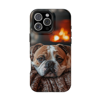 Cozy Bulldog MagSafe Case – Fireside-Inspired Protective Cover